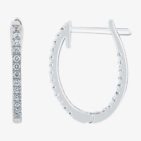 (H-I / I1) 1/4 CT. T.W. Lab Grown White Diamond 10K or Yellow Gold 16.4mm Hoop Earrings