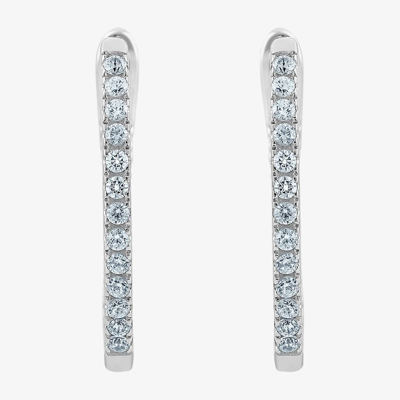 (H-I / I1) 1/4 CT. T.W. Lab Grown White Diamond 10K or Yellow Gold 16.4mm Hoop Earrings