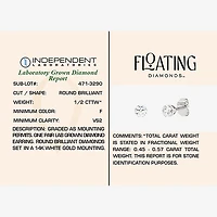 Floating Diamonds (F / Vs2) 1/2 CT. T.W. Lab Grown White Diamond 14K Gold 4.2mm Round Stud Earrings