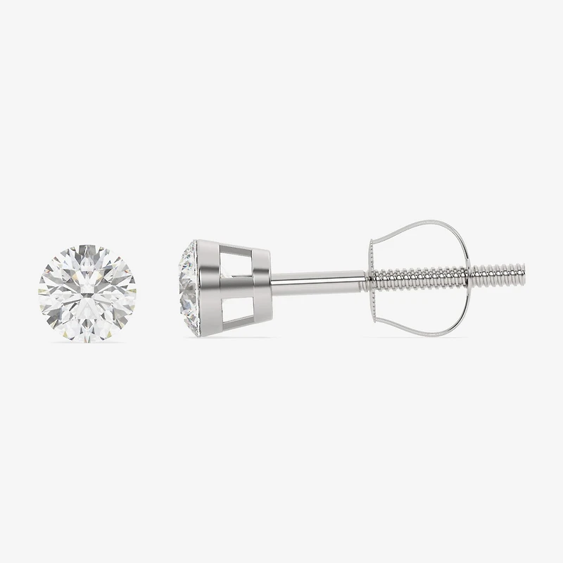 Floating Diamonds (F / Vs2) 1 CT. T.W. Lab Grown White Diamond 14K Gold 5.4mm Round Stud Earrings