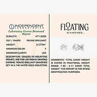 Floating Diamonds (F / Vs2) 2 CT. T.W. Lab Grown White Diamond 14K Gold 6.7mm Round Stud Earrings