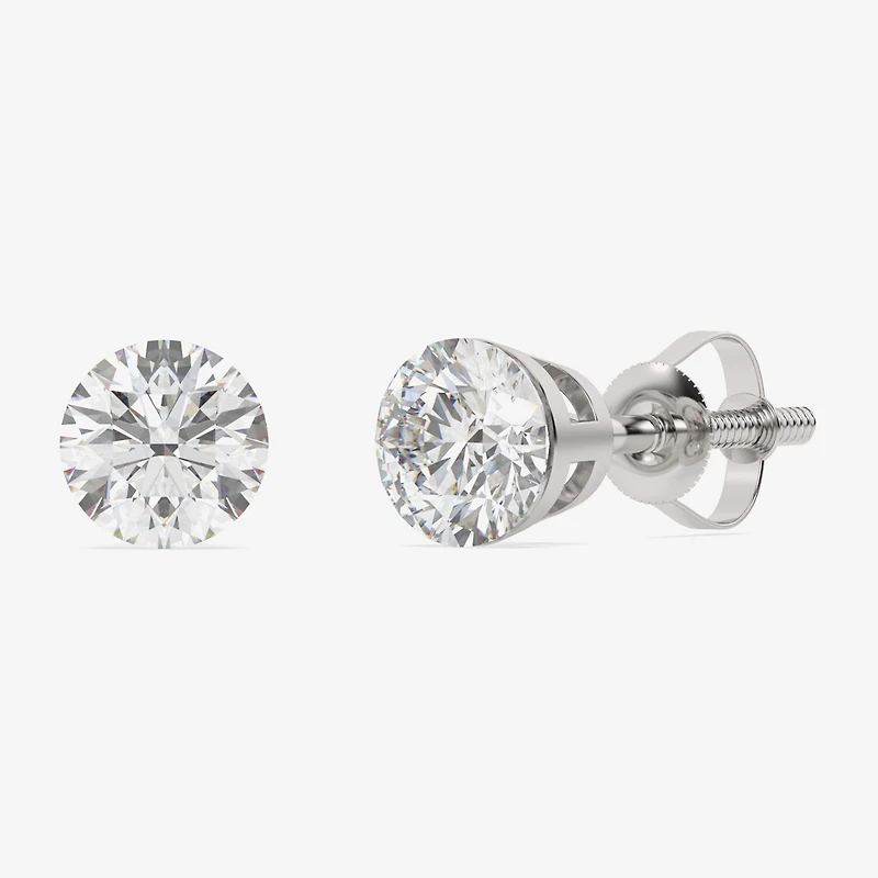 Floating Diamonds (F / Vs2) 2 CT. T.W. Lab Grown White Diamond 14K Gold 6.7mm Round Stud Earrings