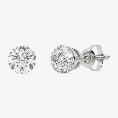 Floating Diamonds (F / Vs2) 2 CT. T.W. Lab Grown White Diamond 14K Gold 6.7mm Round Stud Earrings