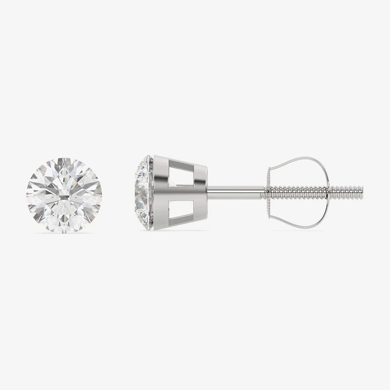 Floating Diamonds (F / Vs2) 2 CT. T.W. Lab Grown White Diamond 14K Gold 6.7mm Round Stud Earrings