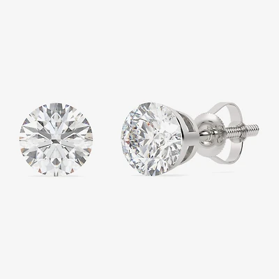 Floating Diamonds (F / Vs2) 3 CT. T.W. Lab Grown White Diamond 14K Gold 7.9mm Round Stud Earrings