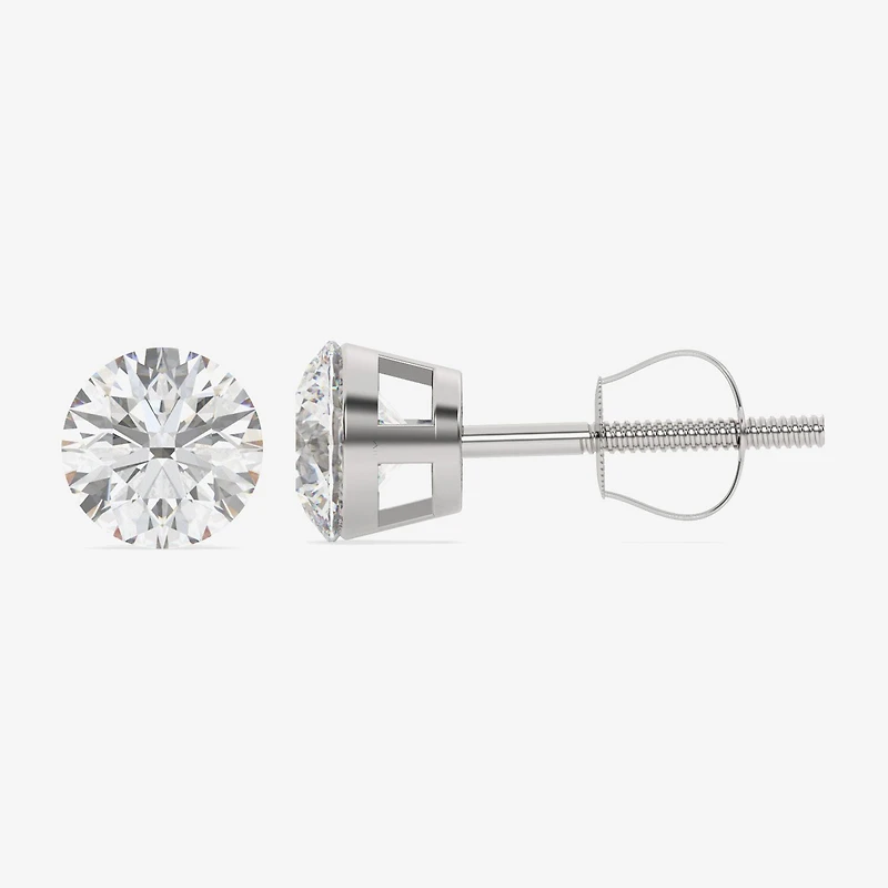 Floating Diamonds (F / Vs2) 3 CT. T.W. Lab Grown White Diamond 14K Gold 7.9mm Round Stud Earrings
