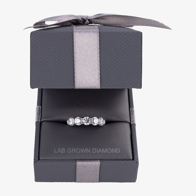 (H-I / I1) Womens 2 CT. T.W. Lab Grown White Diamond 10K Gold 5-Stone Anniversary Band