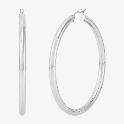 Womens Sterling Silver 60mm Circle Round Hoop Earrings