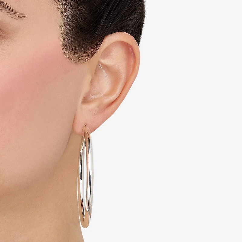 Womens Sterling Silver 60mm Circle Round Hoop Earrings