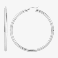 Womens Sterling Silver 60mm Circle Round Hoop Earrings