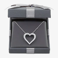 Womens 1 CT. T.W. Lab Grown White Diamond Sterling Silver Heart 18 Inch Pendant Necklace
