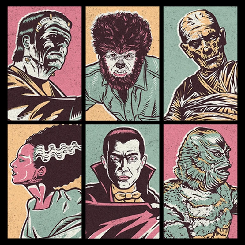 Mens Short Sleeve Universal Monsters Graphic T-Shirt