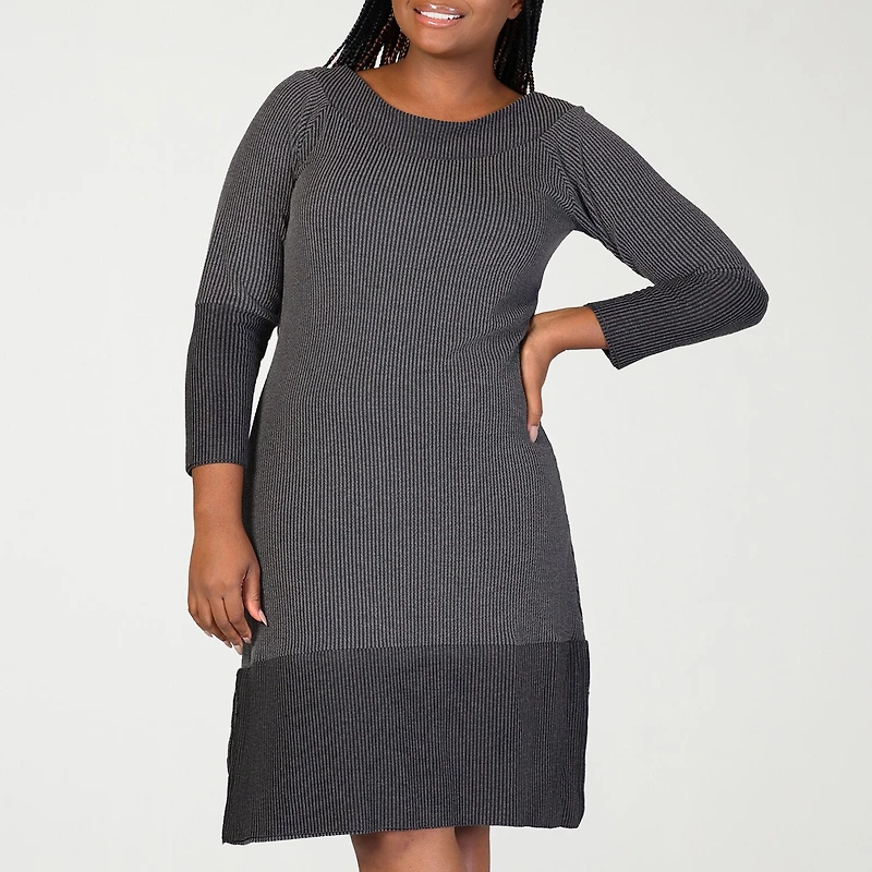 24seven Comfort Apparel Womens Plus Long Sleeve Sweater Dress