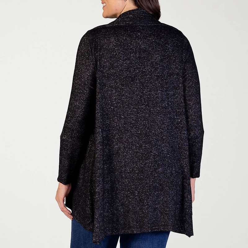 24seven Comfort Apparel Womens Long Sleeve Open Front Plus Cardigan