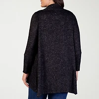 24seven Comfort Apparel Womens Long Sleeve Open Front Plus Cardigan