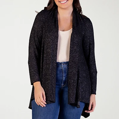 24seven Comfort Apparel Womens Long Sleeve Open Front Plus Cardigan
