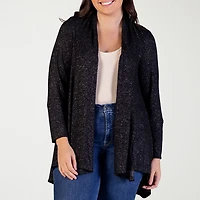 24seven Comfort Apparel Womens Long Sleeve Open Front Plus Cardigan