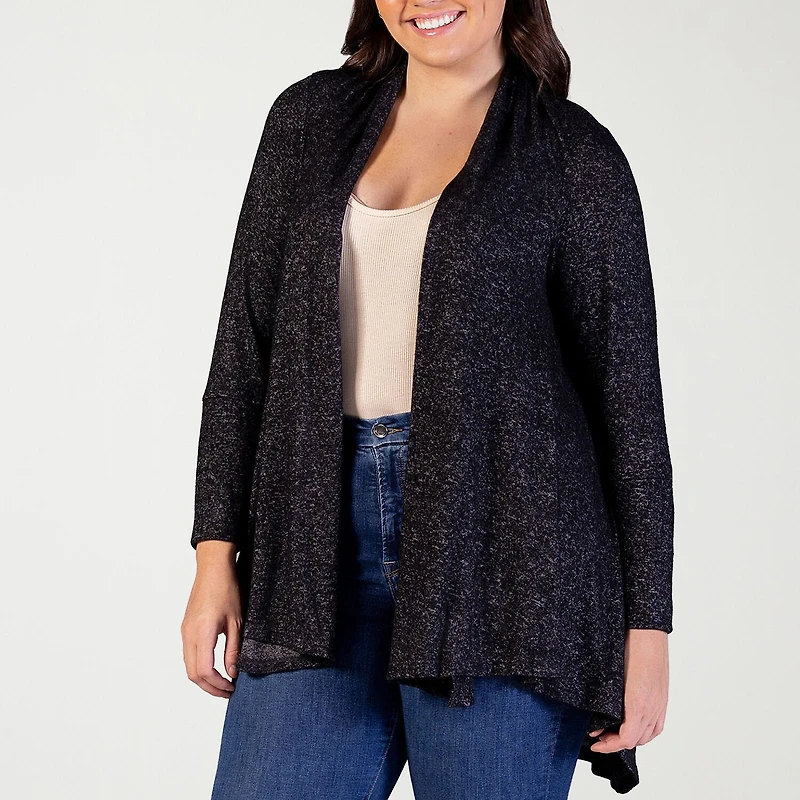24seven Comfort Apparel Womens Long Sleeve Open Front Plus Cardigan