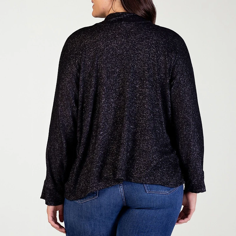 24seven Comfort Apparel Womens V Neck Long Sleeve Button Plus Cardigan