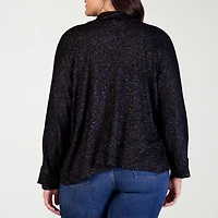 24seven Comfort Apparel Womens V Neck Long Sleeve Button Plus Cardigan