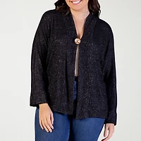 24seven Comfort Apparel Womens V Neck Long Sleeve Button Plus Cardigan