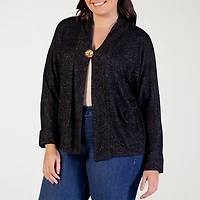 24seven Comfort Apparel Womens V Neck Long Sleeve Button Plus Cardigan