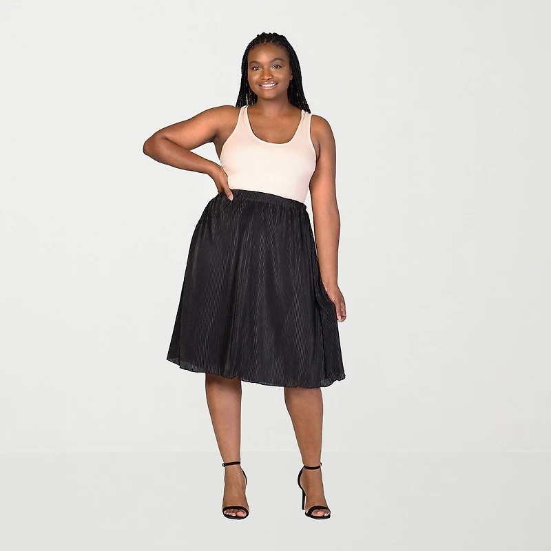 24seven Comfort Apparel Womens Plus Midi A-Line Skirt