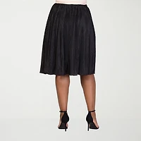 24seven Comfort Apparel Womens Plus Midi A-Line Skirt