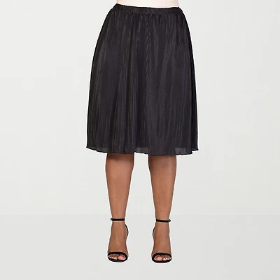 24seven Comfort Apparel Womens Plus Midi A-Line Skirt