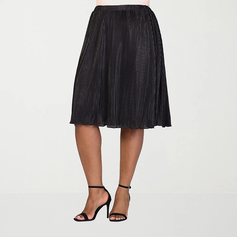 24seven Comfort Apparel Womens Plus Midi A-Line Skirt