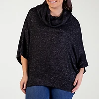 24seven Comfort Apparel Womens Plus Cowl Neck Elbow Sleeve Blouse