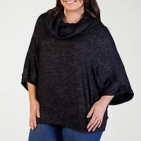 24seven Comfort Apparel Womens Plus Cowl Neck Elbow Sleeve Blouse