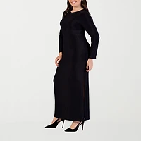 24seven Comfort Apparel Womens Plus Crew Neck Long Sleeve Maxi Dress