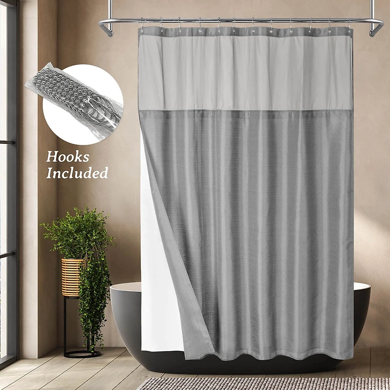 Awesome Home™ Waterproof Poly Snap Liner Shower Curtain Set