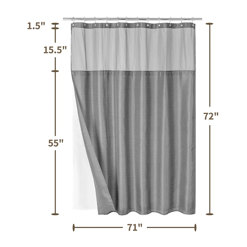 Awesome Home™ Waterproof Poly Snap Liner Shower Curtain Set