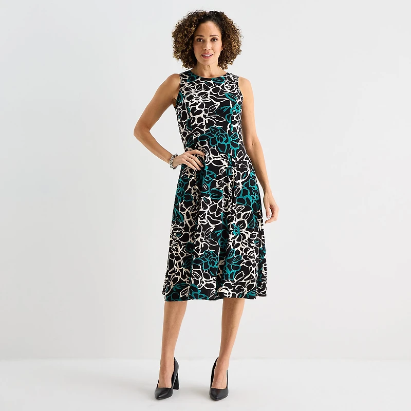 Danny & Nicole Womens Midi Floral Jacket Dress