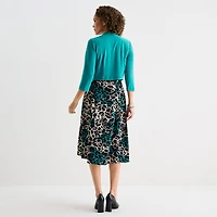 Danny & Nicole Womens Midi Floral Jacket Dress