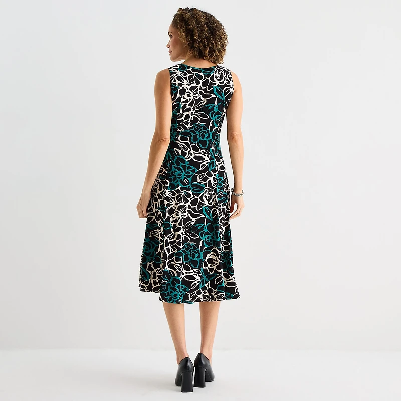Danny & Nicole Womens Midi Floral Jacket Dress