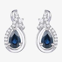 (J-K/I2-I3) Womens Gemstone and 1/10 CT. T.W. Natural Diamond 10K Gold Pear Drop Earrings