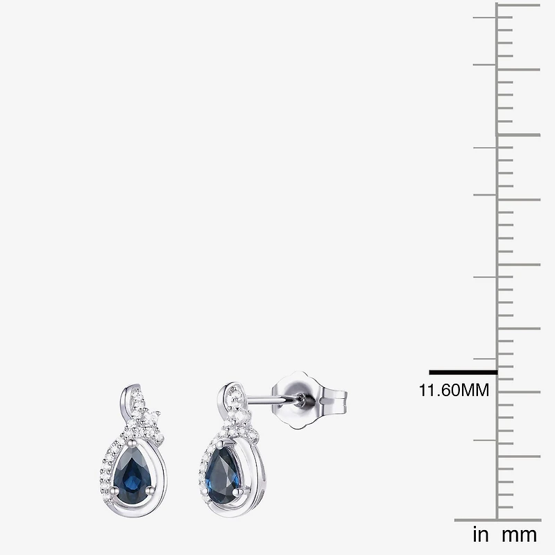 (J-K/I2-I3) Womens Gemstone and 1/10 CT. T.W. Natural Diamond 10K Gold Pear Drop Earrings