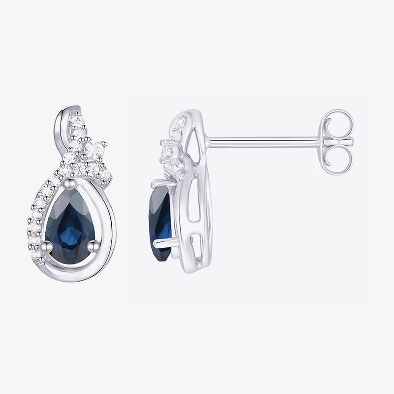 (J-K/I2-I3) Womens Gemstone and 1/10 CT. T.W. Natural Diamond 10K Gold Pear Drop Earrings