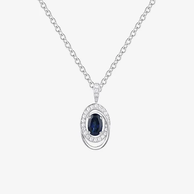 (I-J/I2-I3) Womens 1/10 CT. T.W. Genuine Blue Sapphire 10K Gold Oval 18 Inch Pendant Necklace