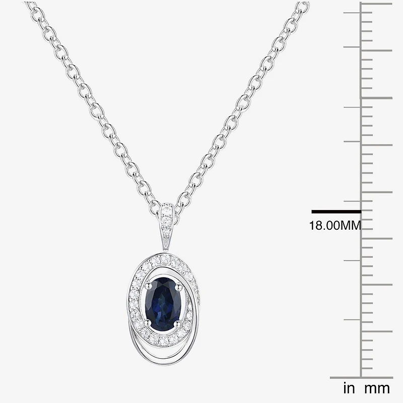 (I-J/I2-I3) Womens 1/10 CT. T.W. Genuine Blue Sapphire 10K Gold Oval 18 Inch Pendant Necklace