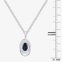 (I-J/I2-I3) Womens 1/10 CT. T.W. Genuine Blue Sapphire 10K Gold Oval 18 Inch Pendant Necklace