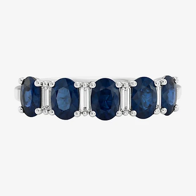 (I-J/I2-I3) Womens 1/10 CT. T.W. Genuine Blue Sapphire 10K Gold Band