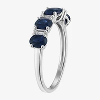 (I-J/I2-I3) Womens 1/10 CT. T.W. Genuine Blue Sapphire 10K Gold Band