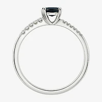 (J-K/I2-I3) Womens 1/10 CT. T.W. Genuine Blue Sapphire 10K Gold Oval Side Stone Bypass  Cocktail Ring