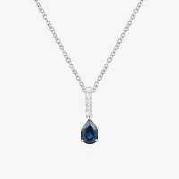 (J-K/I2-I3) Womens Diamond Accent & Gemstone 10K Gold Pear 18 Inch Pendant Necklace
