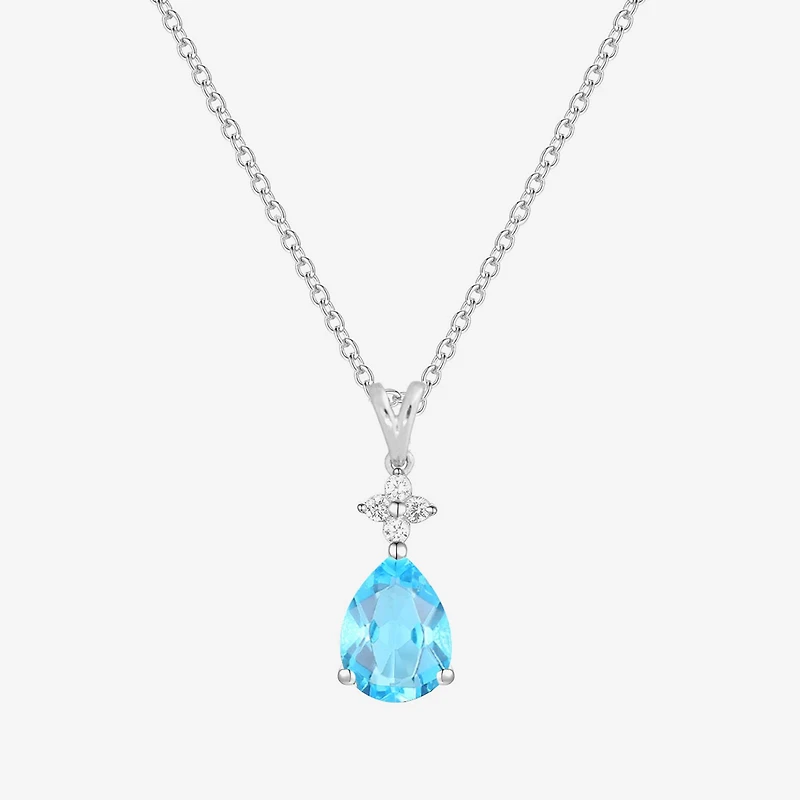 (I-J/I2-I3) Womens 1/10 CT. T.W. Natural Diamond and Gemstone 10K Gold Pear 18 Inch Pendant Necklace