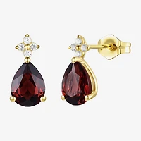 (I-J/I2-I3) Womens 1/10 CT. T.W. Genuine Red Garnet 10K Gold Pear Drop Earrings
